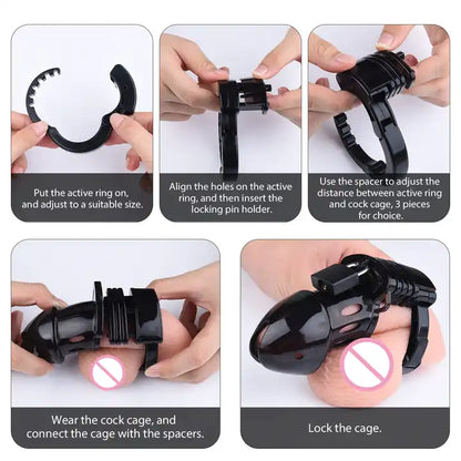 <tc>Transparent Silicone Male Chastity Cage Lock Set</tc>