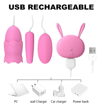 Kẹp Núm Vú Xung Điện Điện Kèm Trứng Rung Naughty Bunny