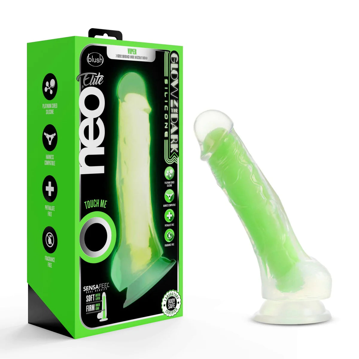 <tc>Neo Elite™ Viper Glow In The Dark Dildo Neon Green</tc>