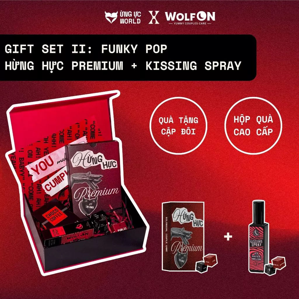 Set Quà Valentine Funky Pop Bộ Bài Hừng Hực Premium + Xịt Hôn Wolf On