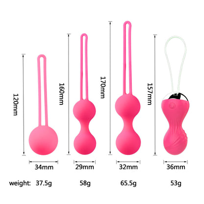 <tc>Set of 4 Vibrating Massager Kegel Balls + Remote Control</tc>