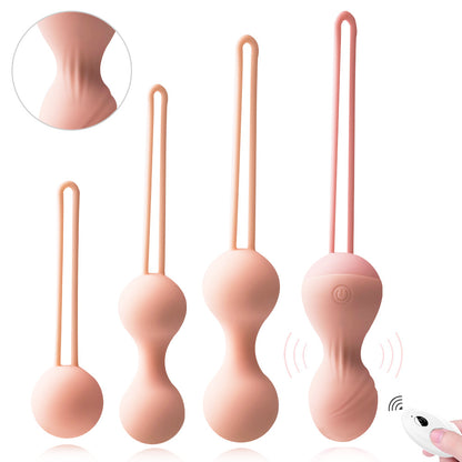 <tc>Set of 4 Vibrating Massager Kegel Balls + Remote Control</tc>