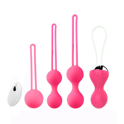 <tc>Set of 4 Vibrating Massager Kegel Balls + Remote Control</tc>