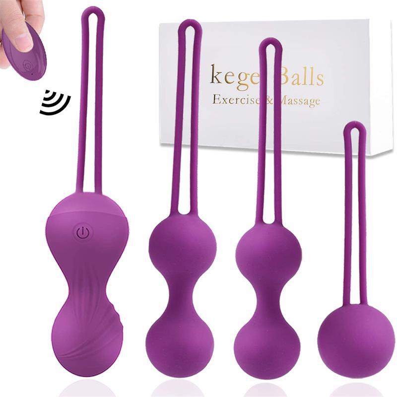 <tc>Set of 4 Vibrating Massager Kegel Balls + Remote Control</tc>